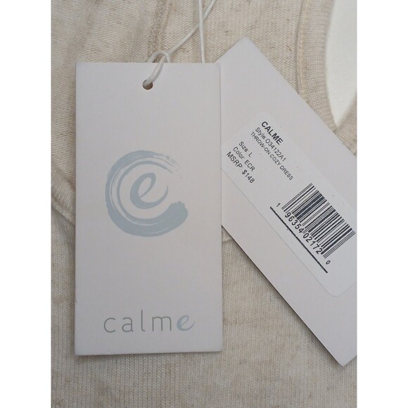 CALME by Johnny Was Sz L Tank Dress SOFT Tencel Linen Knit Cream Off White $148 - Picture 9 of 15